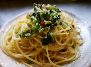 彼氏喜ぶご飯15野沢菜麺つゆバターパスタ-レシピのメイン写真
