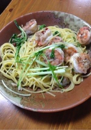 海老と水菜のアンチョビパスタ-レシピのメイン写真
