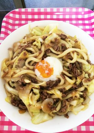 手抜きランチに！ひき肉の簡単うどん-レシピのメイン写真