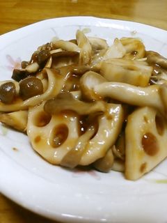 れんこんときのこの甘酢炒め-レシピのメイン写真