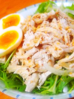 蒸し鶏と水菜のさっぱりサラダ-レシピのメイン写真