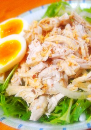 蒸し鶏と水菜のさっぱりサラダ-レシピのメイン写真
