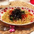 いくらと大葉のパスタ、ニンニクバター醤油