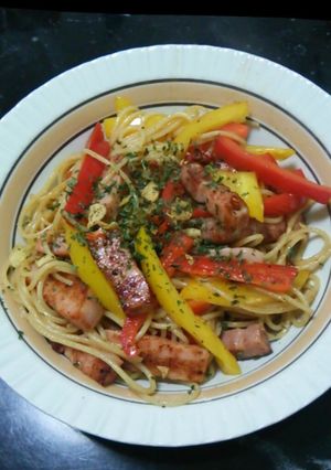 Wパプリカとブロックベーコンのパスタ-レシピのメイン写真