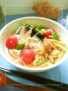 野菜たっぷり♡凍トマトの梅風味和風冷麺-レシピのメイン写真