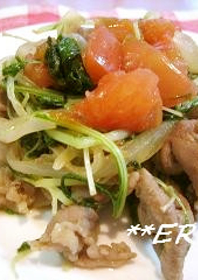 トマトと水菜と牛肉の炒め物～♪♪-レシピのメイン写真