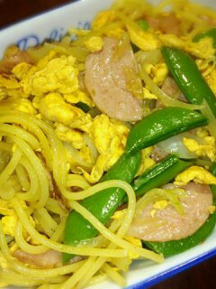 絹さやと新玉ねぎの春色パスタ-レシピのメイン写真