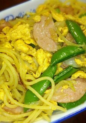 絹さやと新玉ねぎの春色パスタ-レシピのメイン写真
