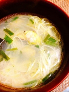 【15分】夜食☆鶏塩だしアサリにゅうめん-レシピのメイン写真