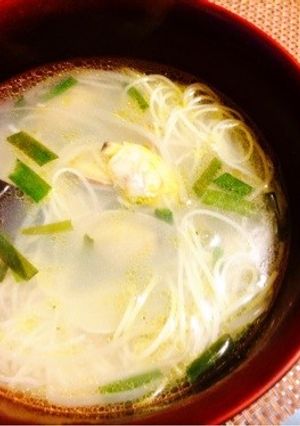 【15分】夜食☆鶏塩だしアサリにゅうめん-レシピのメイン写真