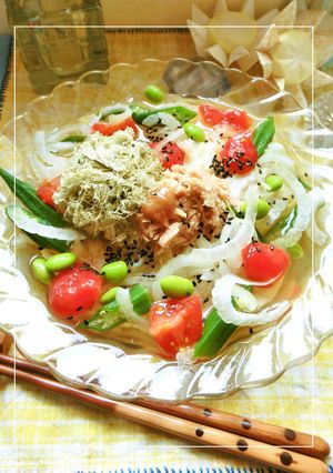 オニスラたっぷり♡梅ツナ冷麺-レシピのメイン写真