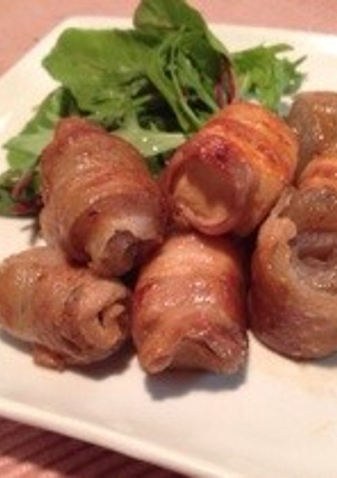 節約❗️蒟蒻と厚揚げの肉巻き生姜焼き-レシピのメイン写真
