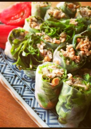 納豆と鶏そぼろのこんにゃく生春巻き-レシピのメイン写真