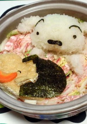 大根おろしアートでしんちゃん＆シロ鍋-レシピのメイン写真