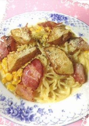簡単‼ポテトベーコンのコーンスープパスタ-レシピのメイン写真