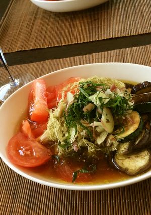 夏野菜の冷製パスタ風そうめん-レシピのメイン写真