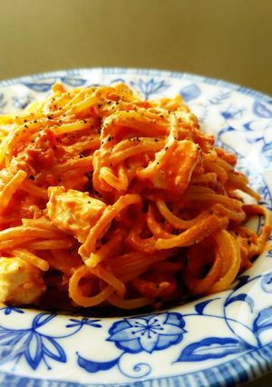 簡単一人ランチに。クリーミートマトパスタ-レシピのメイン写真