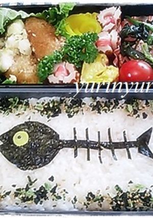 超簡単ユニークキャラ弁☆魚の骨-レシピのメイン写真