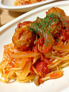 お子様にも!ミートボールトマトパスタ♪-レシピのメイン写真