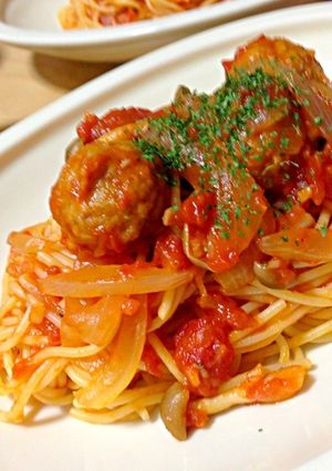 お子様にも!ミートボールトマトパスタ♪-レシピのメイン写真