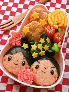 七夕 簡単 キャラ弁*彦星君と織姫ちゃん-レシピのメイン写真
