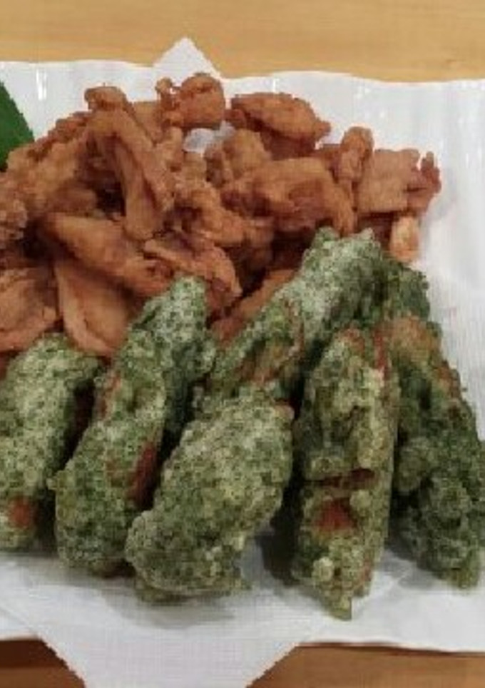 鶏皮の唐揚げと磯辺揚げ つまみレシピ-レシピのメイン写真