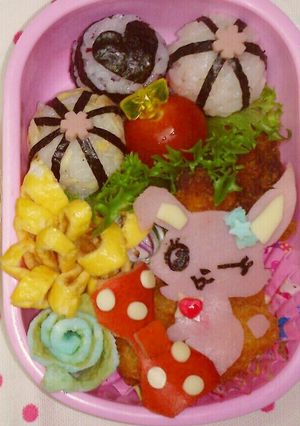 リボンとお花のジュエルペットのキャラ弁-レシピのメイン写真