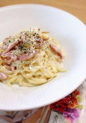 生クリーム・卵なし♪カルボナーラ風うどん-レシピのメイン写真