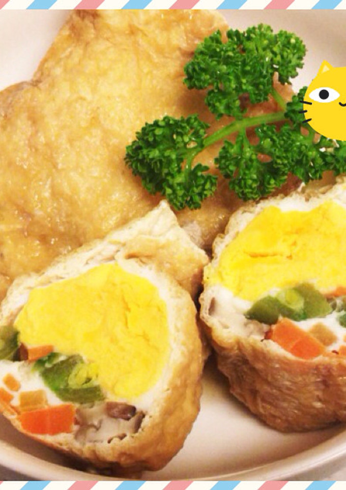 簡単♡玉子と野菜の油揚げで巾着おかず-レシピのメイン写真