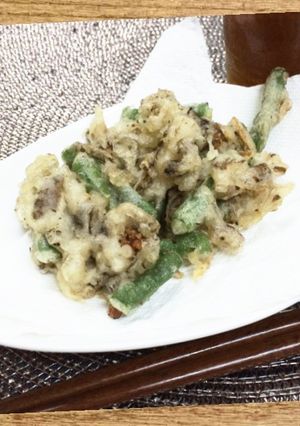 舞茸とインゲンの天ぷら-レシピのメイン写真