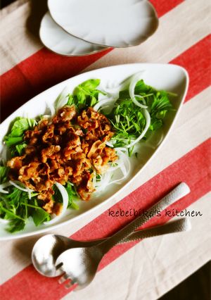 豚しゃぶしゃぶ肉のソテーde水菜サラダ-レシピのメイン写真