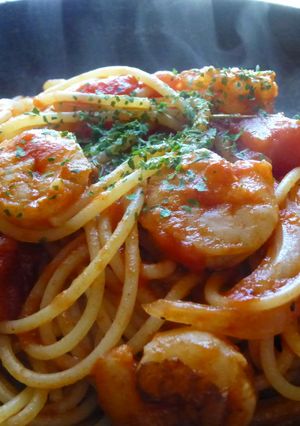 トマトパスタ(エビ入り)-レシピのメイン写真