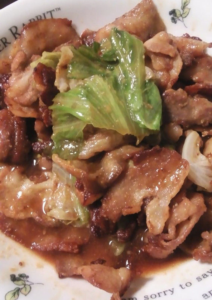焼き肉のタレで簡単豚バラレタス炒め-レシピのメイン写真