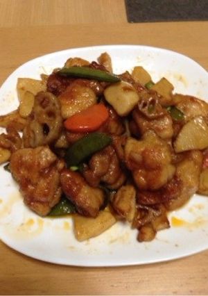 旬！鶏肉と筍、蓮根、スナップエンドウ炒め-レシピのメイン写真