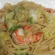 春きゃべつと海老のペペロンチーノ