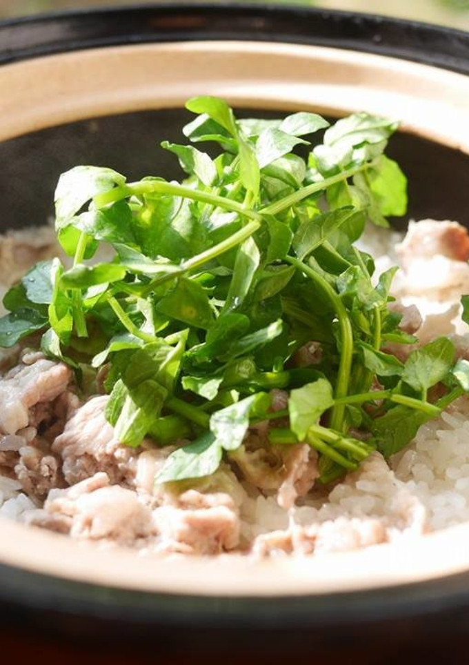 豚肉とクレソンの炊きこみごはん-レシピのメイン写真