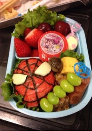 スパイダーマンのキャラ弁♡しめじなめこ付-レシピのメイン写真