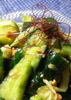 たたきキュウリ♪ゴマ油の風味で韓国風に-レシピのメイン写真
