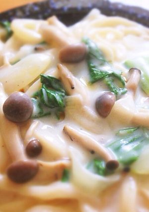 牛乳で！青梗菜とろとろクリーム煮うどん⁂-レシピのメイン写真
