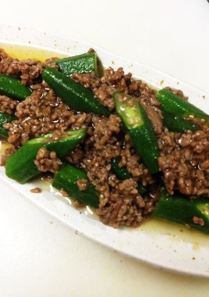 オクラとひき肉あまから炒め-レシピのメイン写真