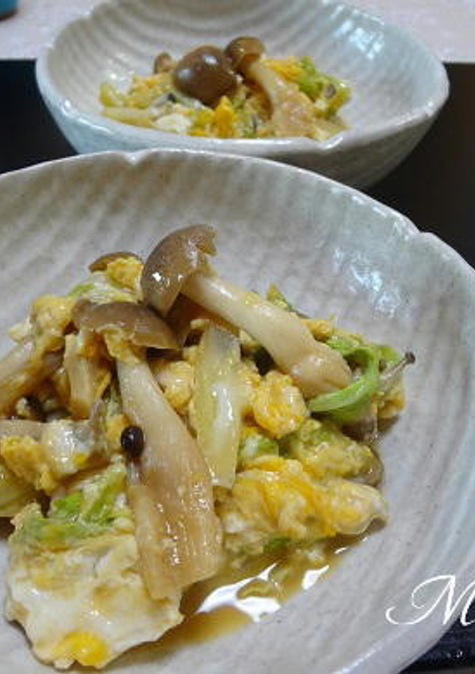 春キャベツとしめじの玉子とじ-レシピのメイン写真
