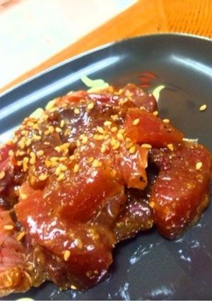 漬けカツオの鮮烈ユッケ!-レシピのメイン写真