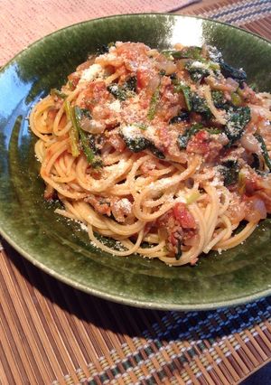 我が家のほうれん草とトマトのパスタ-レシピのメイン写真