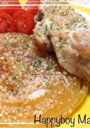 新玉ねぎと鶏のガーリックチーズステーキ-レシピのメイン写真
