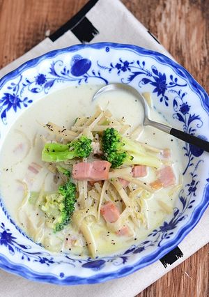 ごぼうとベーコンの食べるミルクスープ鍋-レシピのメイン写真