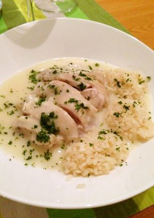 チキンのクリーム煮、ピラフ添え-レシピのメイン写真