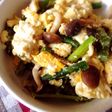 アスパラとシメジでとーふチャンプルー