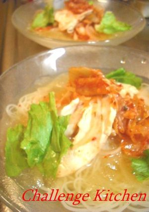 旬の新玉ねぎde鶏ねぎキムチの韓国冷麺♪-レシピのメイン写真