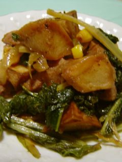 小松菜と揚げポテの炒め物-レシピのメイン写真