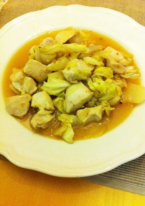 調味料1つ・鶏とキャベツの玉ドレ炒め-レシピのメイン写真